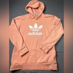 Adidas Peach Trefoil Hoodie Sweatshirt Zip Pockets Size M Unisex